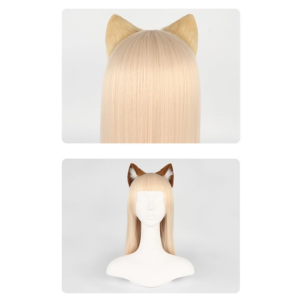 Surakey Long Fur Cat Ears Anime Cosplay Headband Plush Hairband Halloween Cosplay Party Costume for Men and Women Role-Playing (Black-White) - görsel 17