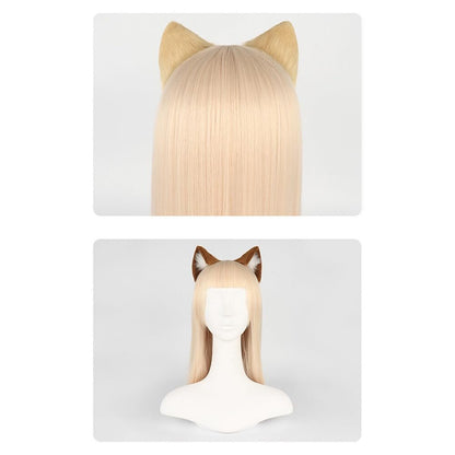 Surakey Long Fur Cat Ears Anime Cosplay Headband Plush Hairband Halloween Cosplay Party Costume for Men and Women Role-Playing (Black-White)