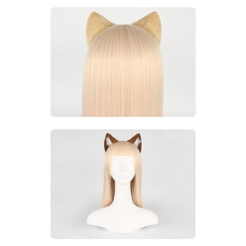 Surakey Long Fur Cat Ears Anime Cosplay Headband Plush Hairband Halloween Cosplay Party Costume for Men and Women Role-Playing (Black-White) - görsel 18