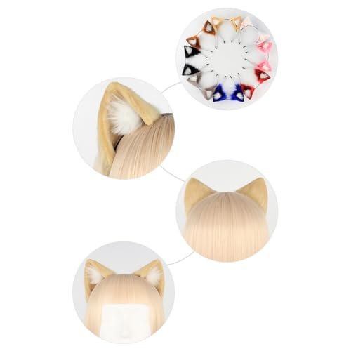 Surakey Long Fur Cat Ears Anime Cosplay Headband Plush Hairband Halloween Cosplay Party Costume for Men and Women Role-Playing (Black-White) - görsel 6