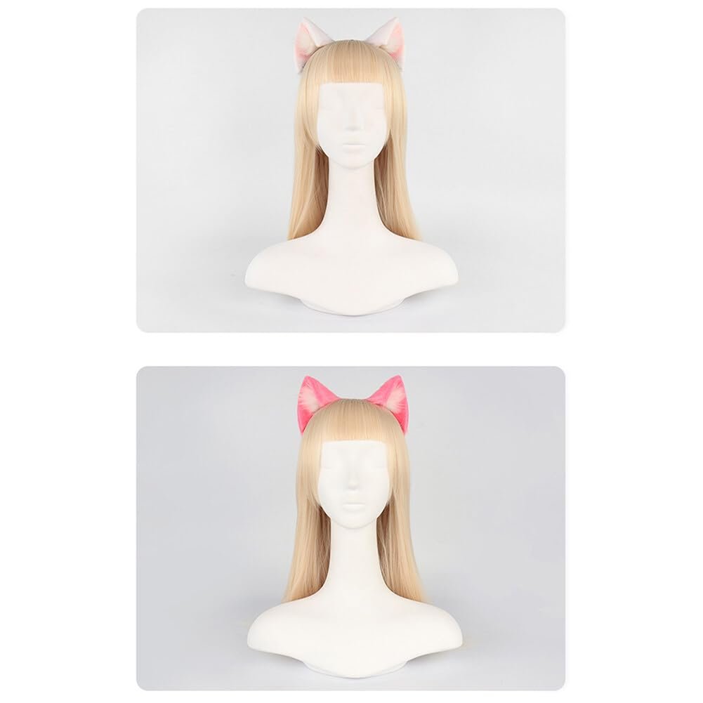 Surakey Long Fur Cat Ears Anime Cosplay Headband Plush Hairband Halloween Cosplay Party Costume for Men and Women Role-Playing (Black-White) - görsel 13