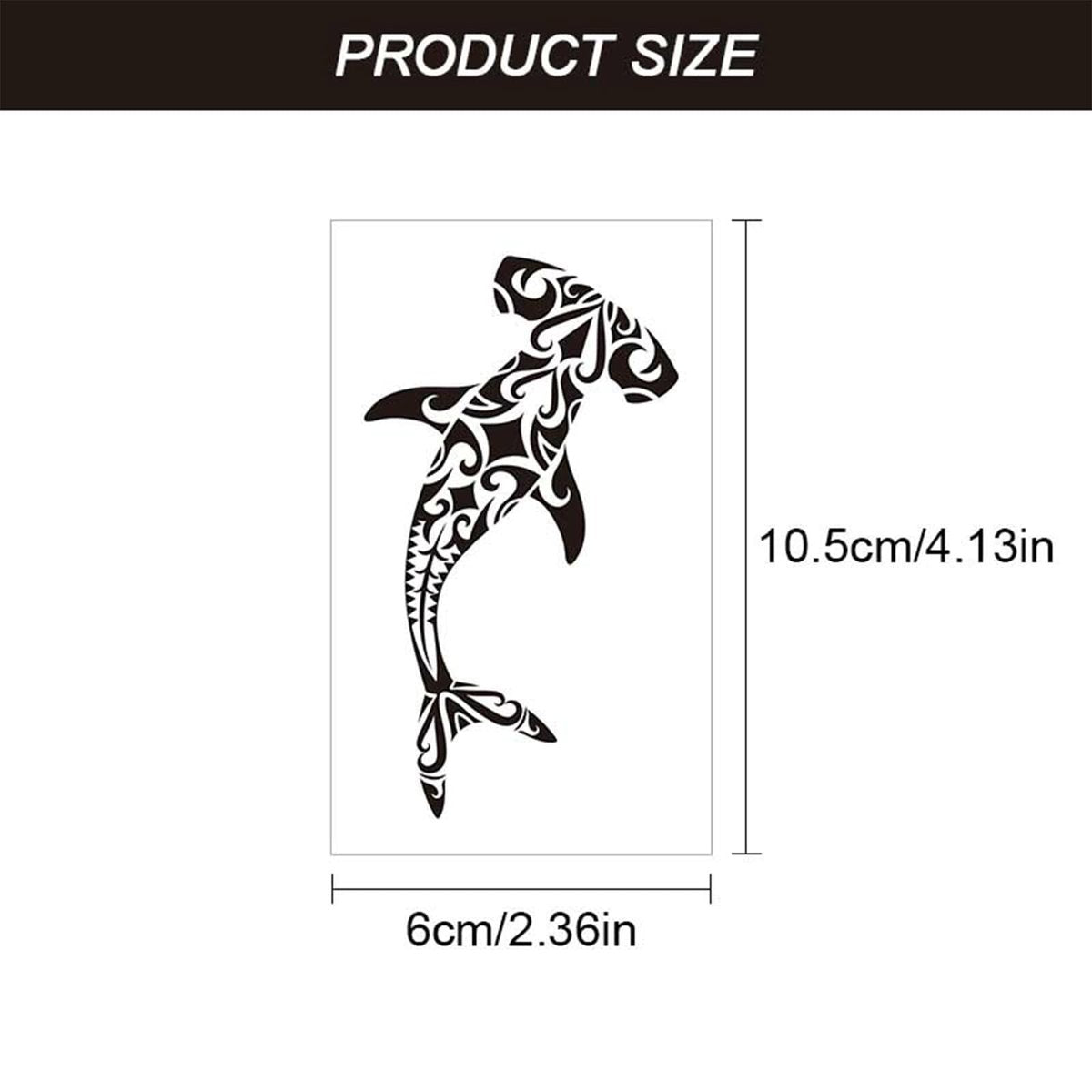 12 Sheets Temporary Tattoos for Men Adults - Maori Stingray Shark Whale Hippocampus Polynesian Tribal Hawaiian Fake Tattoos for Neck, Arm, Hands, Leg - Black Small - görsel 7