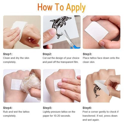 12 Sheets Temporary Tattoos for Men Adults - Maori Stingray Shark Whale Hippocampus Polynesian Tribal Hawaiian Fake Tattoos for Neck, Arm, Hands, Leg - Black Small