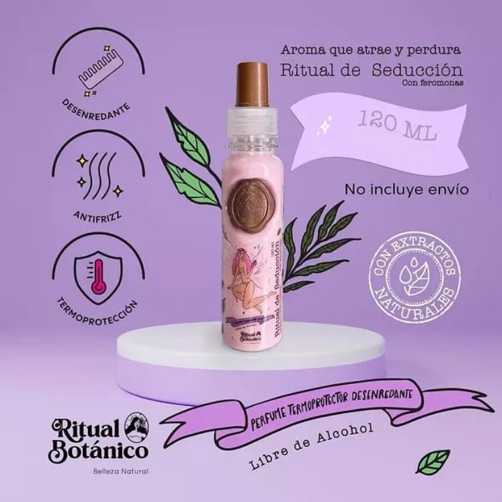 Ritual Botanico Thermoprotector with Pheromones 120ml Organic | Anti-Frizz Detangling Hair Spray with Shine, Pink Avelisse