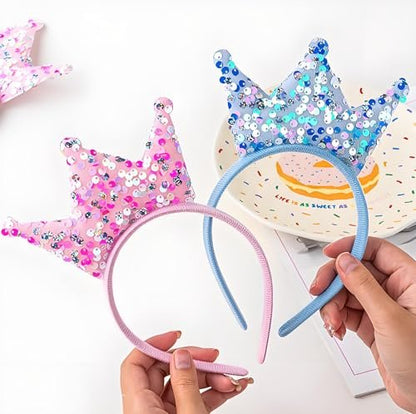 Acshio 12 Pack Princess Crown Headband - Glitter Sequin Tiaras for Birthday Parties and Gifts Avelisse