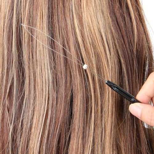 10-Piece Hair Extension Loop Needle Threader Kit – Wire Pulling Hook Tool & Micro Links for Hair Extensions Avelisse