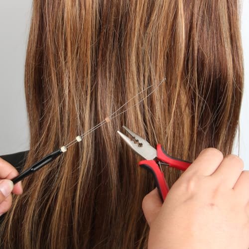 10-Piece Hair Extension Loop Needle Threader Kit – Wire Pulling Hook Tool & Micro Links for Hair Extensions Avelisse