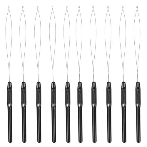 10-Piece Hair Extension Loop Needle Threader Kit – Wire Pulling Hook Tool & Micro Links for Hair Extensions Avelisse