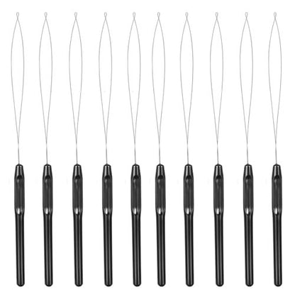10-Piece Hair Extension Loop Needle Threader Kit – Wire Pulling Hook Tool & Micro Links for Hair Extensions Avelisse