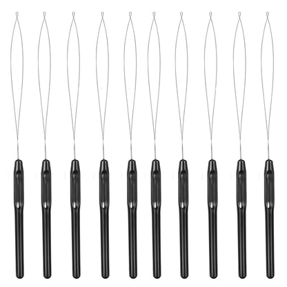 10-Piece Hair Extension Loop Needle Threader Kit – Wire Pulling Hook Tool & Micro Links for Hair Extensions Avelisse