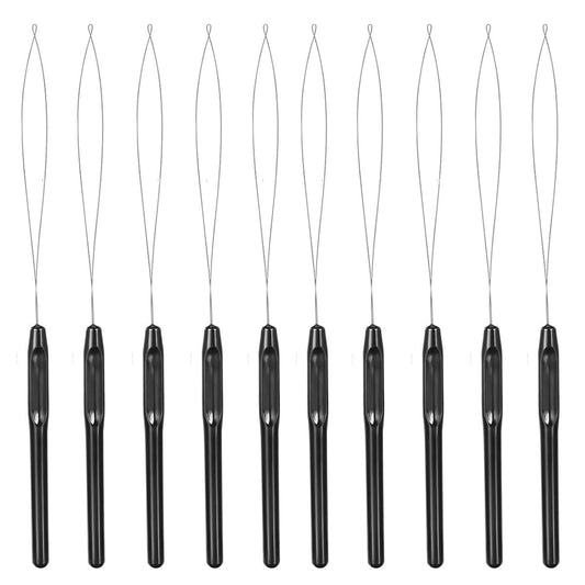 10-Piece Hair Extension Loop Needle Threader Kit – Wire Pulling Hook Tool & Micro Links for Hair Extensions Avelisse