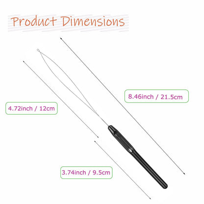 10-Piece Hair Extension Loop Needle Threader Kit – Wire Pulling Hook Tool & Micro Links for Hair Extensions Avelisse