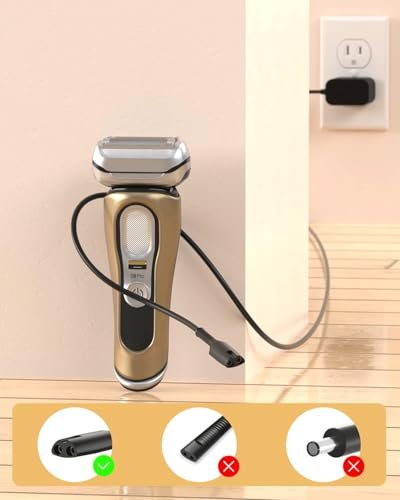 FGIEU Shaver Charger Compatible with Braun Series 9, 8, 7, 6, 5, 3, 1, XT5 - Replacement Power Cord for 9477cc, 9465cc, 8457cc, 8417s, 8330s, 7085cc, 7020s, 790cc, 6075cc, 6072cc, 6020s, 5020, 5018s, 310s, 3040, 190s, 130s Avelisse