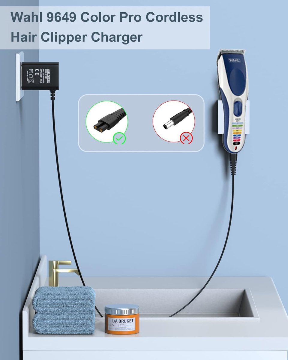 FGIEU 3.5V Clipper Charger Compatible with Wahl Cordless Hair Clippers - Replacement Power Cord for Wahl 3026590, 9636-700, 9636-2201, 79434, 9649, 9649P Color Pro Avelisse