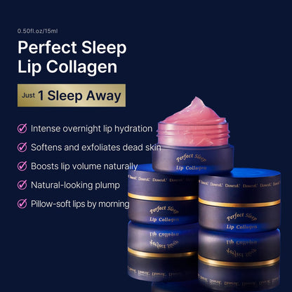 Perfect Sleep Lip Collagen - Intensive Collagen Lip Sleeping Mask with Peptides, Rice Protein & Willow Bark Extract for Overnight Plumping, Repairing & Smoothing Avelisse