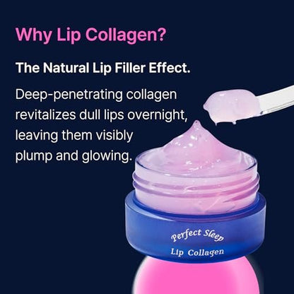 Perfect Sleep Lip Collagen - Intensive Collagen Lip Sleeping Mask with Peptides, Rice Protein & Willow Bark Extract for Overnight Plumping, Repairing & Smoothing Avelisse