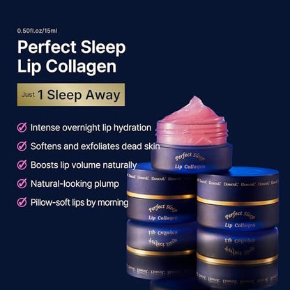 Perfect Sleep Lip Collagen - Intensive Collagen Lip Sleeping Mask with Peptides, Rice Protein & Willow Bark Extract for Overnight Plumping, Repairing & Smoothing Avelisse