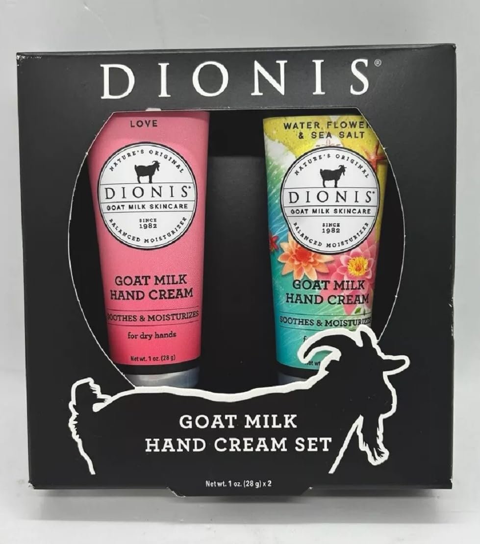 Dionis Goat Milk Hand Cream 2-Piece Set - Love & Water Flowers & Sea Salt (1 oz Each) Avelisse
