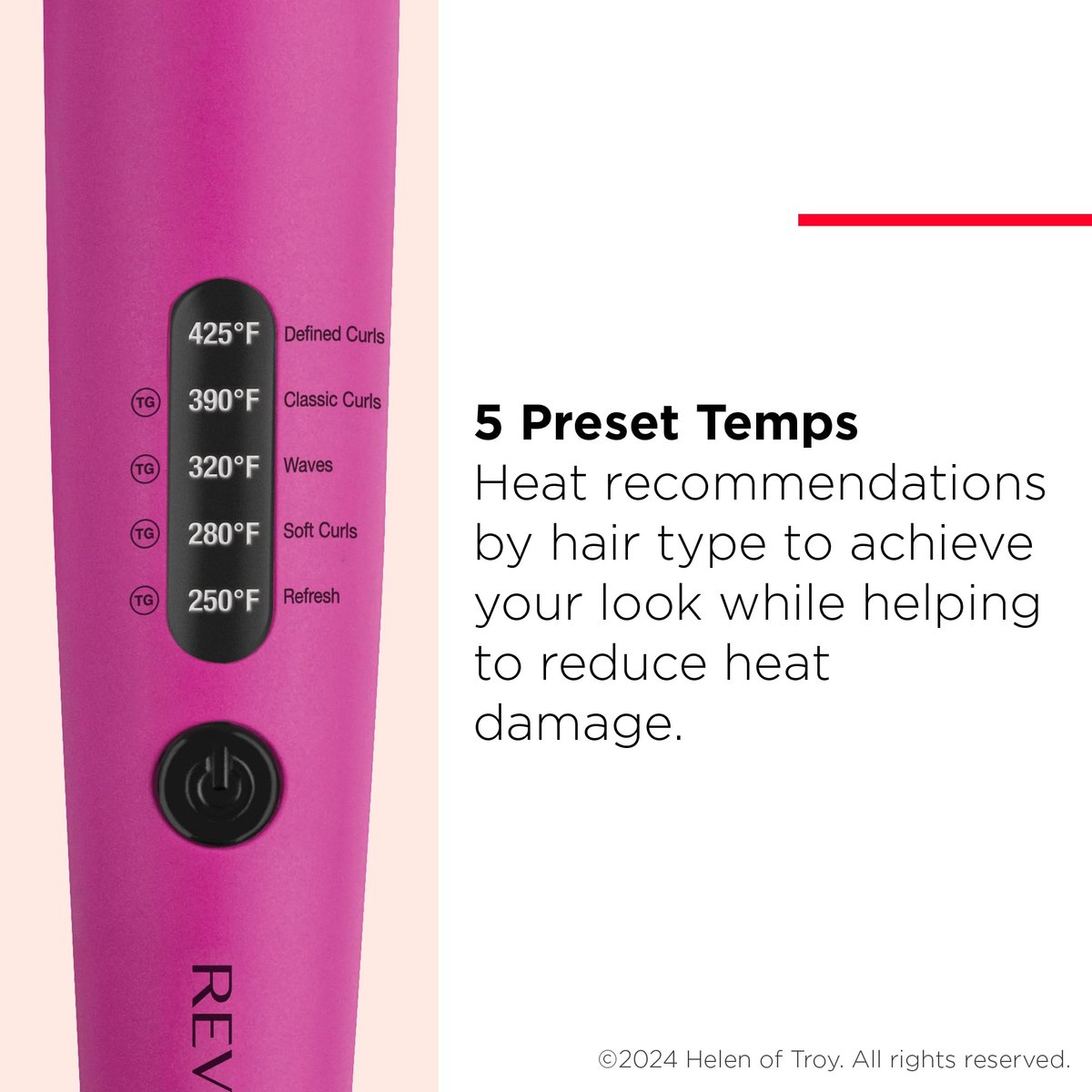 REVLON Easy Heat 1" Precision Curling Iron - Ceramic Pink Avelisse