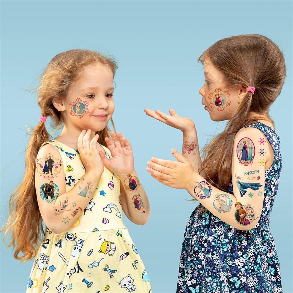 40pcs Temporary Tattoos for Kids - Frozen Party Favors, Kawaii Birthday Supplies, Blue-A - görsel 5