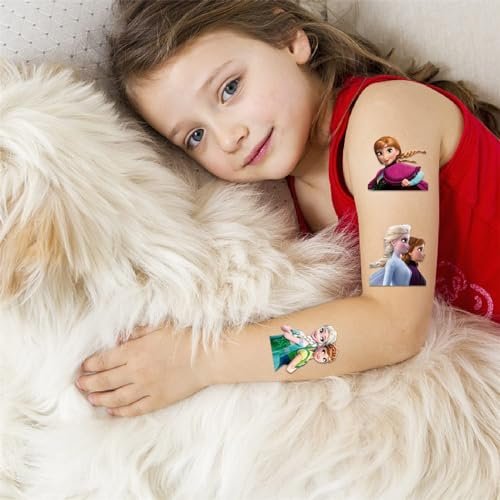 40pcs Temporary Tattoos for Kids - Frozen Party Favors, Kawaii Birthday Supplies, Blue-A - görsel 8