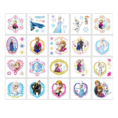 40pcs Temporary Tattoos for Kids - Frozen Party Favors, Kawaii Birthday Supplies, Blue-A
