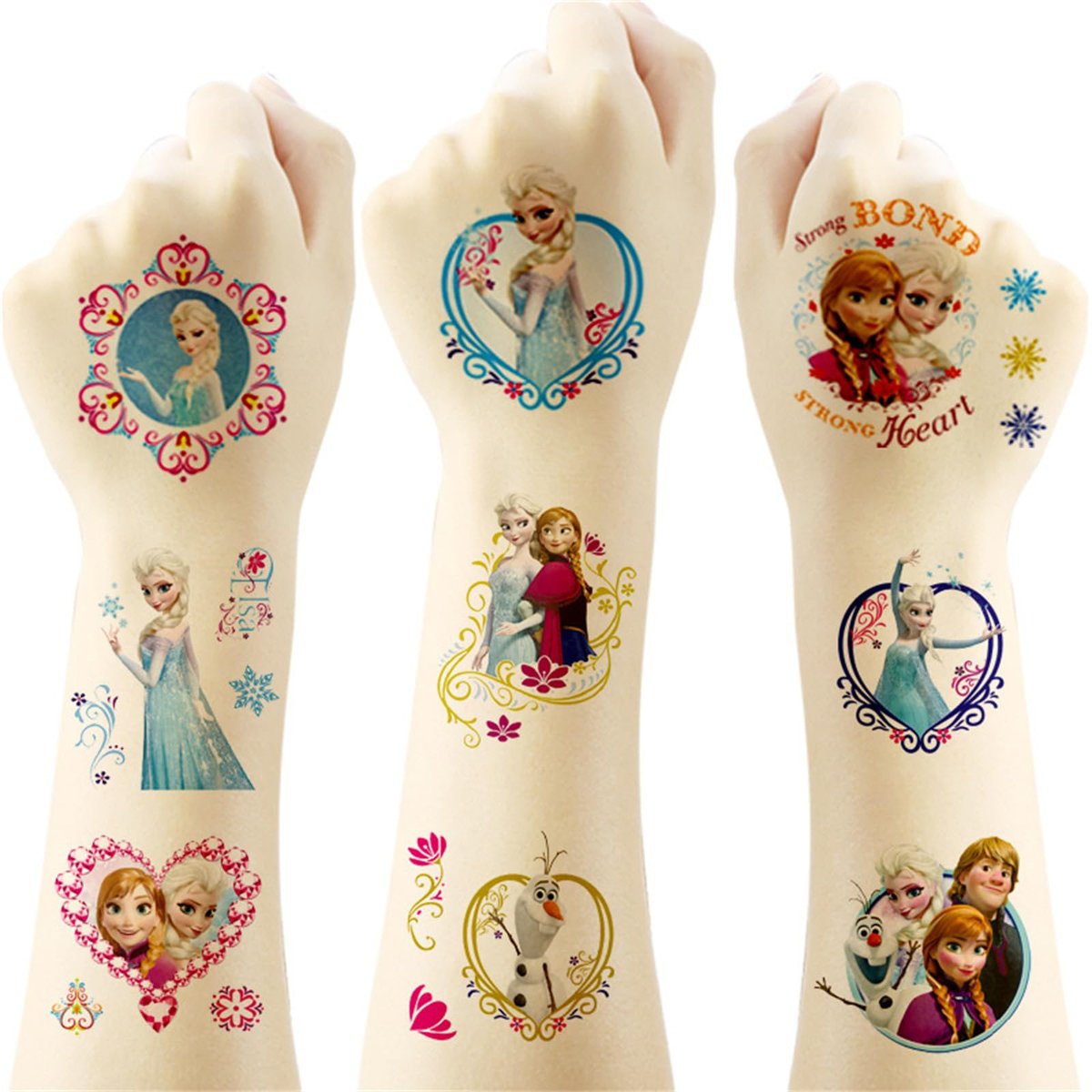 40pcs Temporary Tattoos for Kids - Frozen Party Favors, Kawaii Birthday Supplies, Blue-A - görsel 1