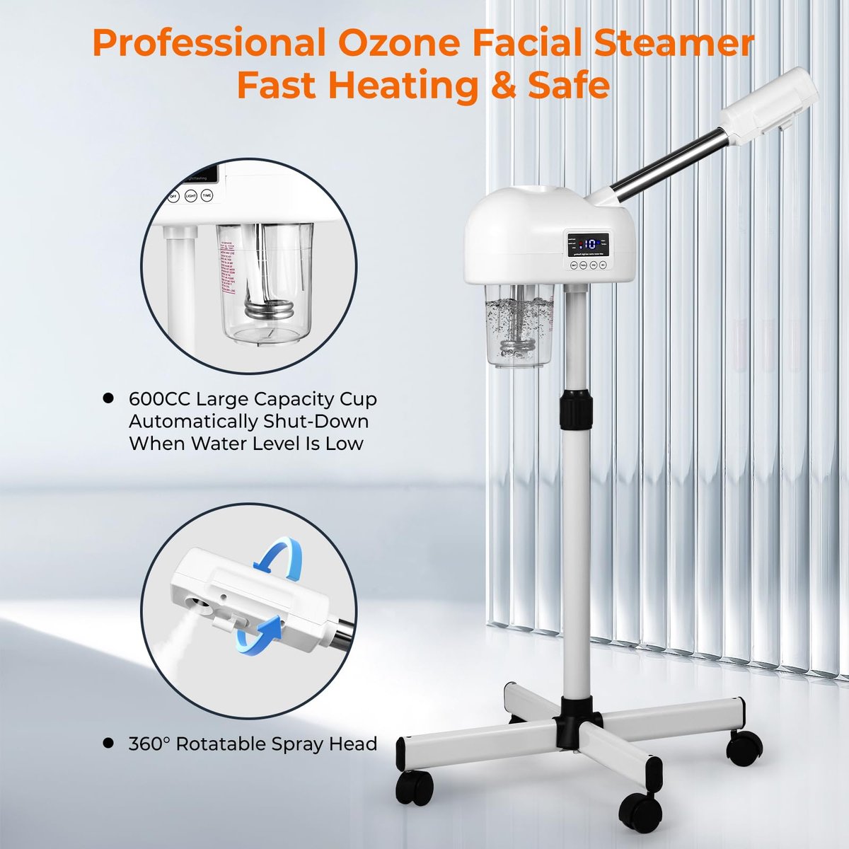 Hovinke Professional Facial Steamer for Estheticians – Hot Mist & Timer, 600ml, White Avelisse