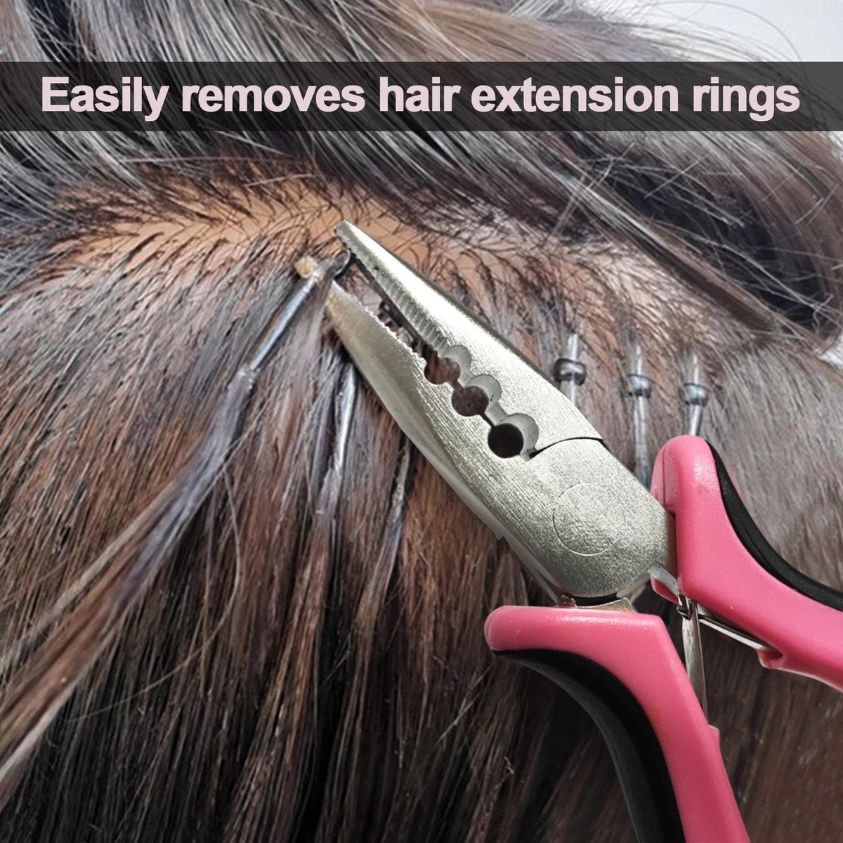 Quacc 3-Hole Mini Hair Extension Pliers for Micro and Nano Ring Hair Extensions - Pink - görsel 11