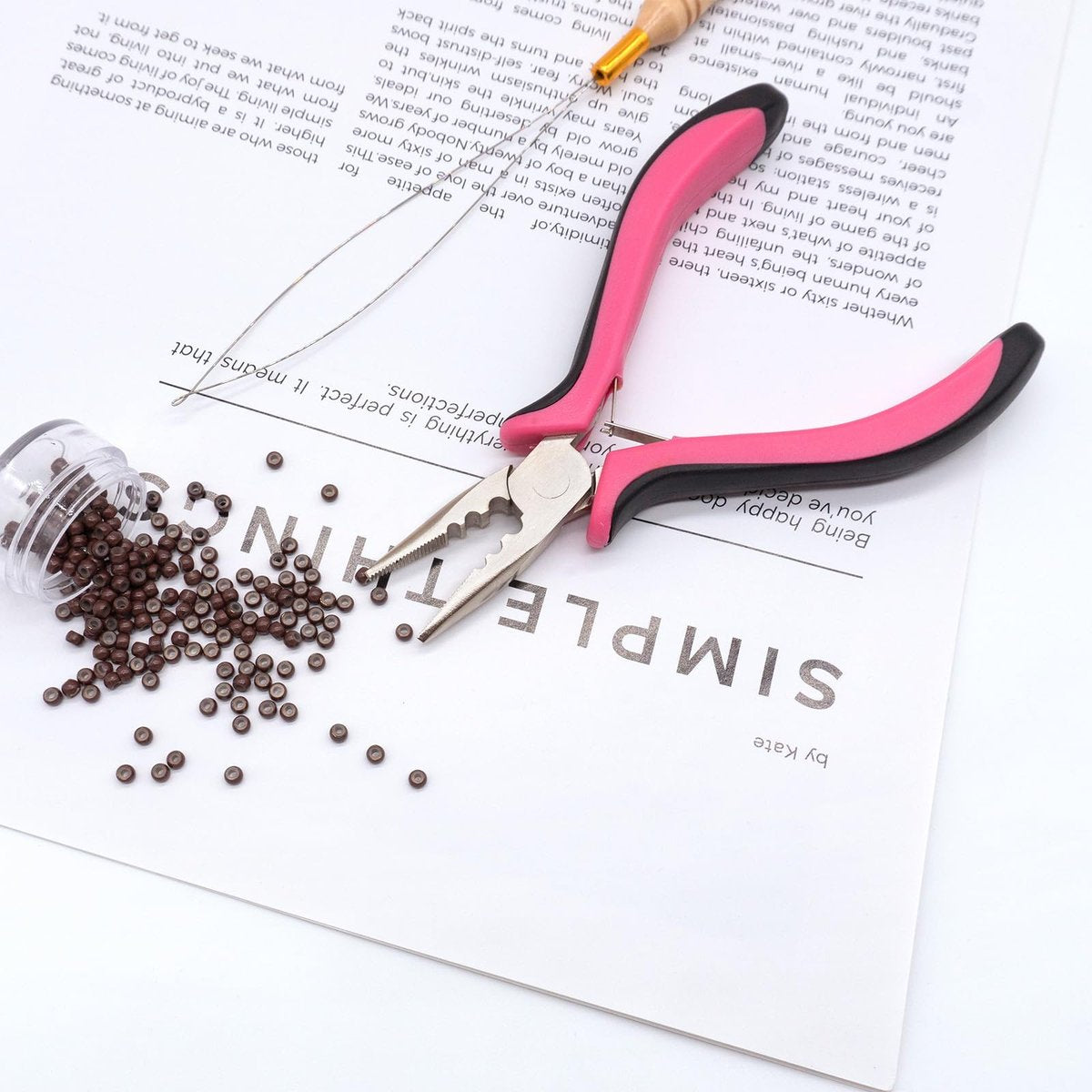 Quacc 3-Hole Mini Hair Extension Pliers for Micro and Nano Ring Hair Extensions - Pink - görsel 13