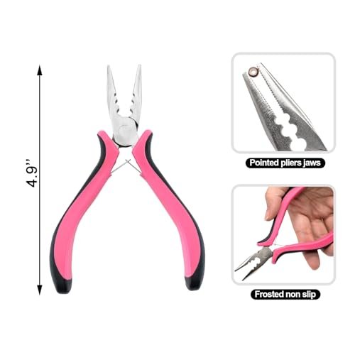 Quacc 3-Hole Mini Hair Extension Pliers for Micro and Nano Ring Hair Extensions - Pink - görsel 8