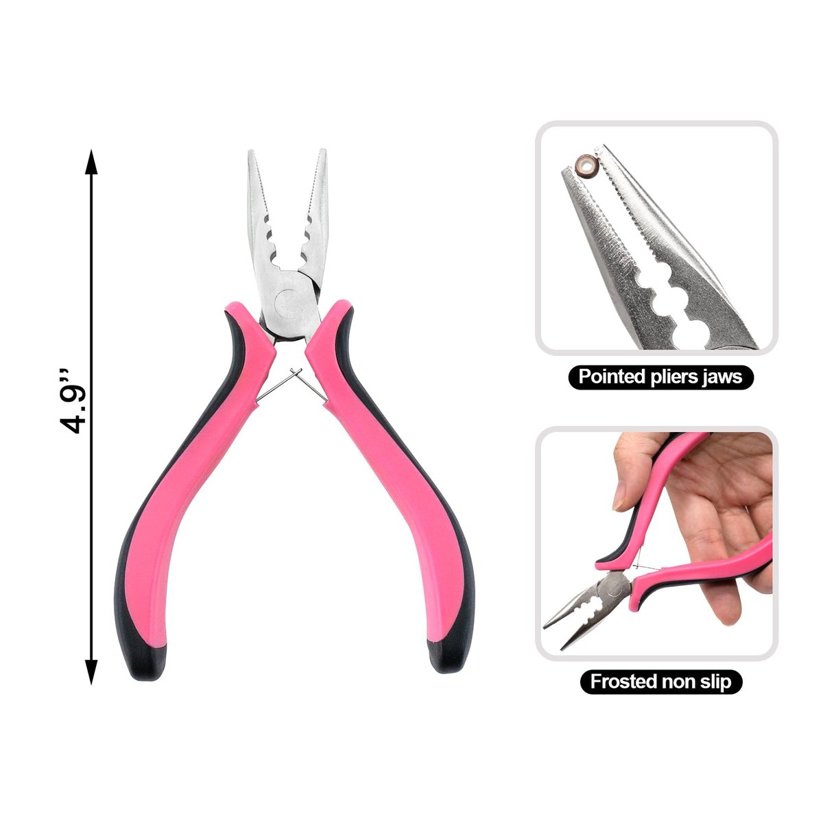 Quacc 3-Hole Mini Hair Extension Pliers for Micro and Nano Ring Hair Extensions - Pink - görsel 7