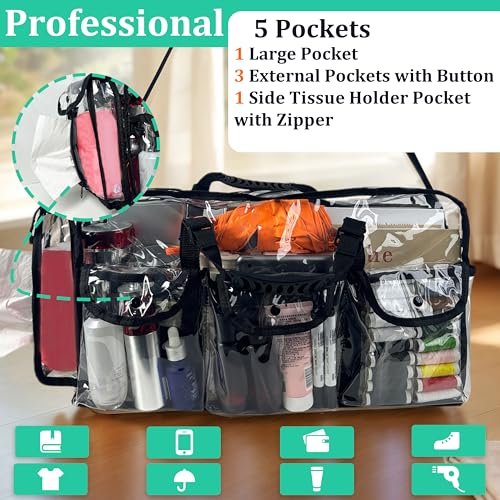 Mewcho 20" Large Clear Tote Makeup Carry On Bag for Travel - Clear Duffle Toiletry Cosmetic Bag Professional Organizer for Makeup Set, Artist Work, Beach, Gym Avelisse
