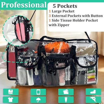 Mewcho 20" Large Clear Tote Makeup Carry On Bag for Travel - Clear Duffle Toiletry Cosmetic Bag Professional Organizer for Makeup Set, Artist Work, Beach, Gym Avelisse