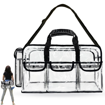 Mewcho 20" Large Clear Tote Makeup Carry On Bag for Travel - Clear Duffle Toiletry Cosmetic Bag Professional Organizer for Makeup Set, Artist Work, Beach, Gym Avelisse