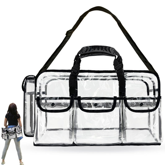 Mewcho 20" Large Clear Tote Makeup Carry On Bag for Travel - Clear Duffle Toiletry Cosmetic Bag Professional Organizer for Makeup Set, Artist Work, Beach, Gym Avelisse