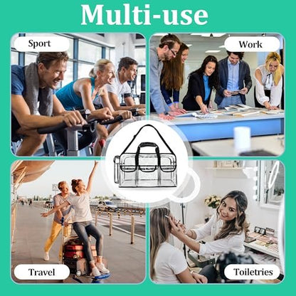 Mewcho 20" Large Clear Tote Makeup Carry On Bag for Travel - Clear Duffle Toiletry Cosmetic Bag Professional Organizer for Makeup Set, Artist Work, Beach, Gym Avelisse