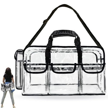 Mewcho 20" Large Clear Tote Makeup Carry On Bag for Travel - Clear Duffle Toiletry Cosmetic Bag Professional Organizer for Makeup Set, Artist Work, Beach, Gym Avelisse