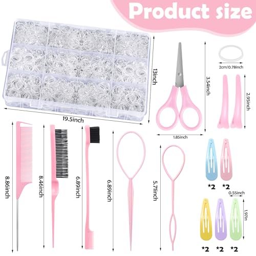 Auroray 2200 Clear Hair Ties – Elastic Hair Loops Set with Cutter for Toddlers, Kids, and Women Avelisse