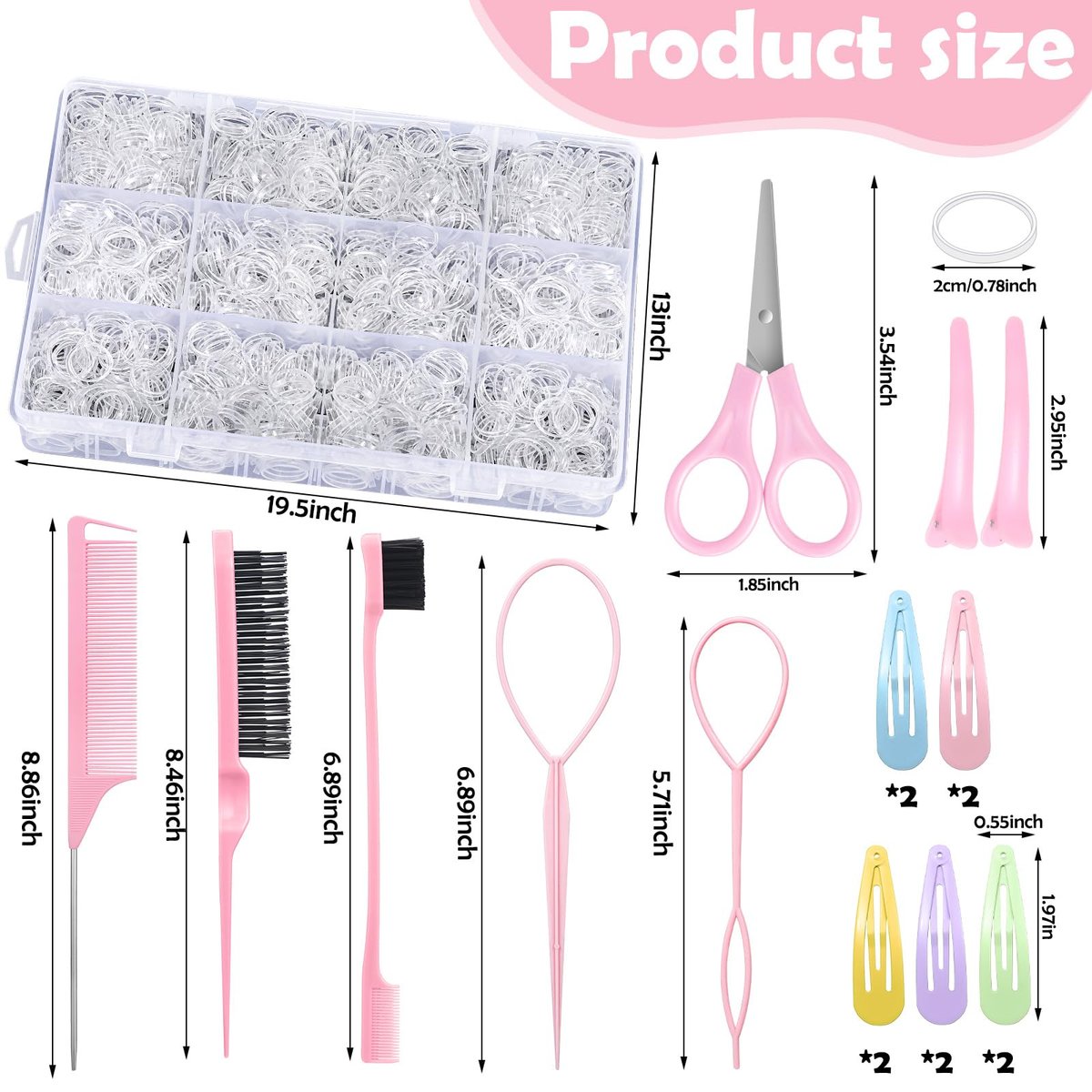 Auroray 2200 Clear Hair Ties – Elastic Hair Loops Set with Cutter for Toddlers, Kids, and Women Avelisse