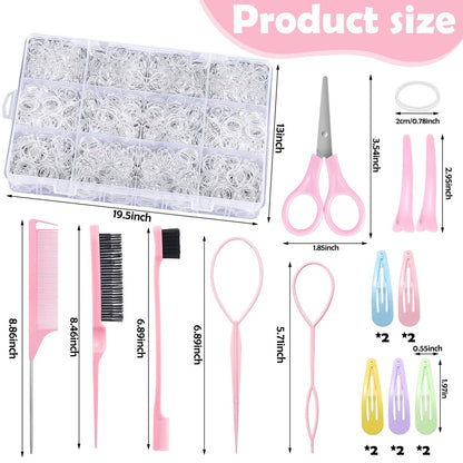 Auroray 2200 Clear Hair Ties – Elastic Hair Loops Set with Cutter for Toddlers, Kids, and Women Avelisse
