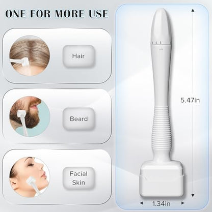 VANKEPYO 140 Titanium Microneedle Derma Roller - 0.25mm Microneedling Derma Stamp Pen for Home Use, Stainless Steel, 1 Count