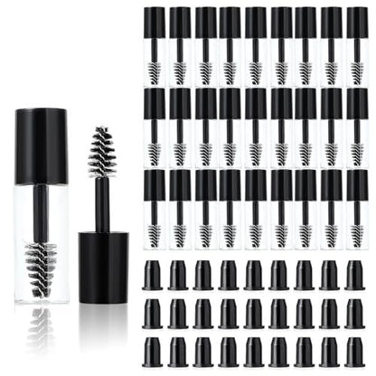 27-Pack Empty Mascara Tubes with Wand - 3ml Mini Mascara Bottles with Brush & Rubber Inserts for Travel, DIY, and Sample Sizes (Black)