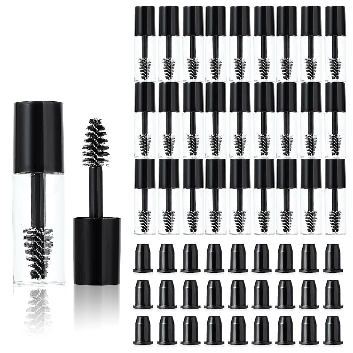 27-Pack Empty Mascara Tubes with Wand - 3ml Mini Mascara Bottles with Brush & Rubber Inserts for Travel, DIY, and Sample Sizes (Black) - görsel 1