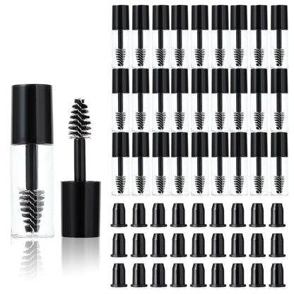 27-Pack Empty Mascara Tubes with Wand - 3ml Mini Mascara Bottles with Brush & Rubber Inserts for Travel, DIY, and Sample Sizes (Black)