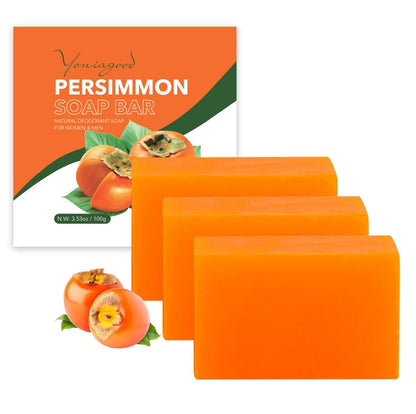 yoniagood 3 Pack Persimmon Soap Bar for Body Odor Control, Natural Deodorant Body Bar Soap for Old People Smell, Organic Eliminating Odor Wash Soap for Women & Men