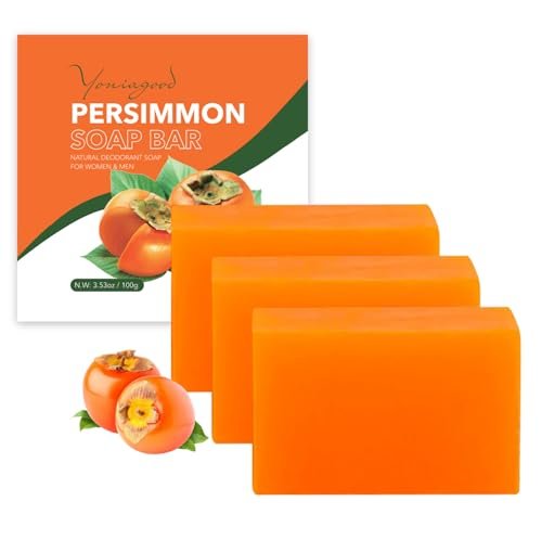 yoniagood 3 Pack Persimmon Soap Bar for Body Odor Control, Natural Deodorant Body Bar Soap for Old People Smell, Organic Eliminating Odor Wash Soap for Women & Men - görsel 2