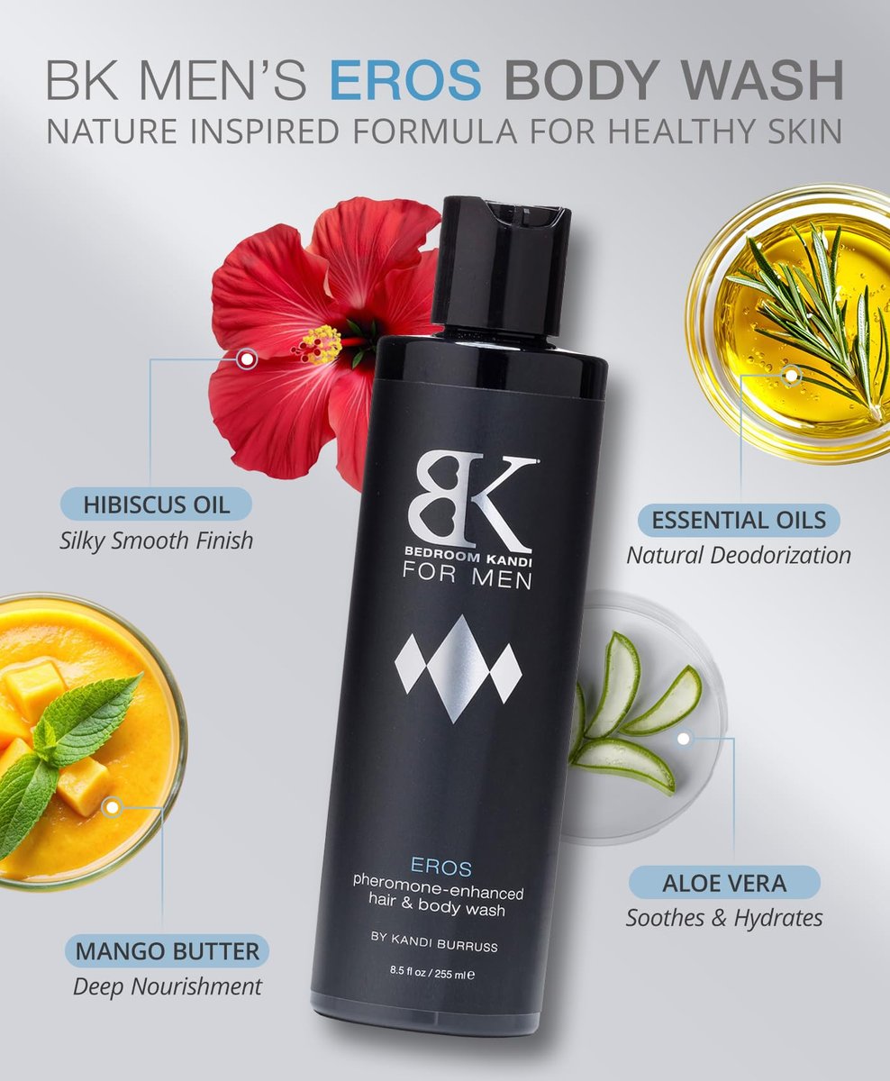 Bedroom Kandi for Men Body Wash 8.5 Fl Oz – Pheromone Infused Moisturizing & Deodorizing Formula with Aloe, Shea Butter & Essential Oils for Smooth Skin & All Day Freshness Avelisse