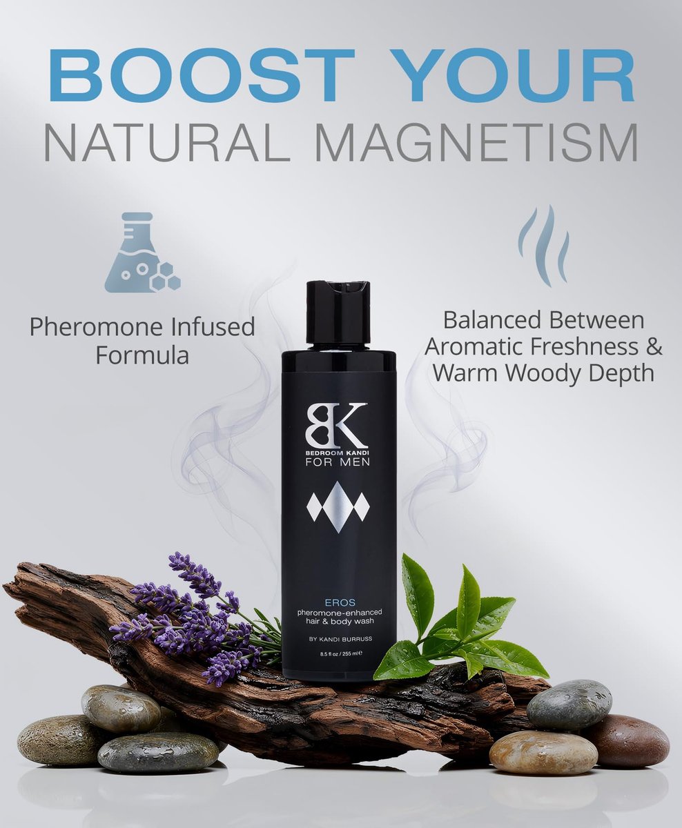 Bedroom Kandi for Men Body Wash 8.5 Fl Oz – Pheromone Infused Moisturizing & Deodorizing Formula with Aloe, Shea Butter & Essential Oils for Smooth Skin & All Day Freshness Avelisse