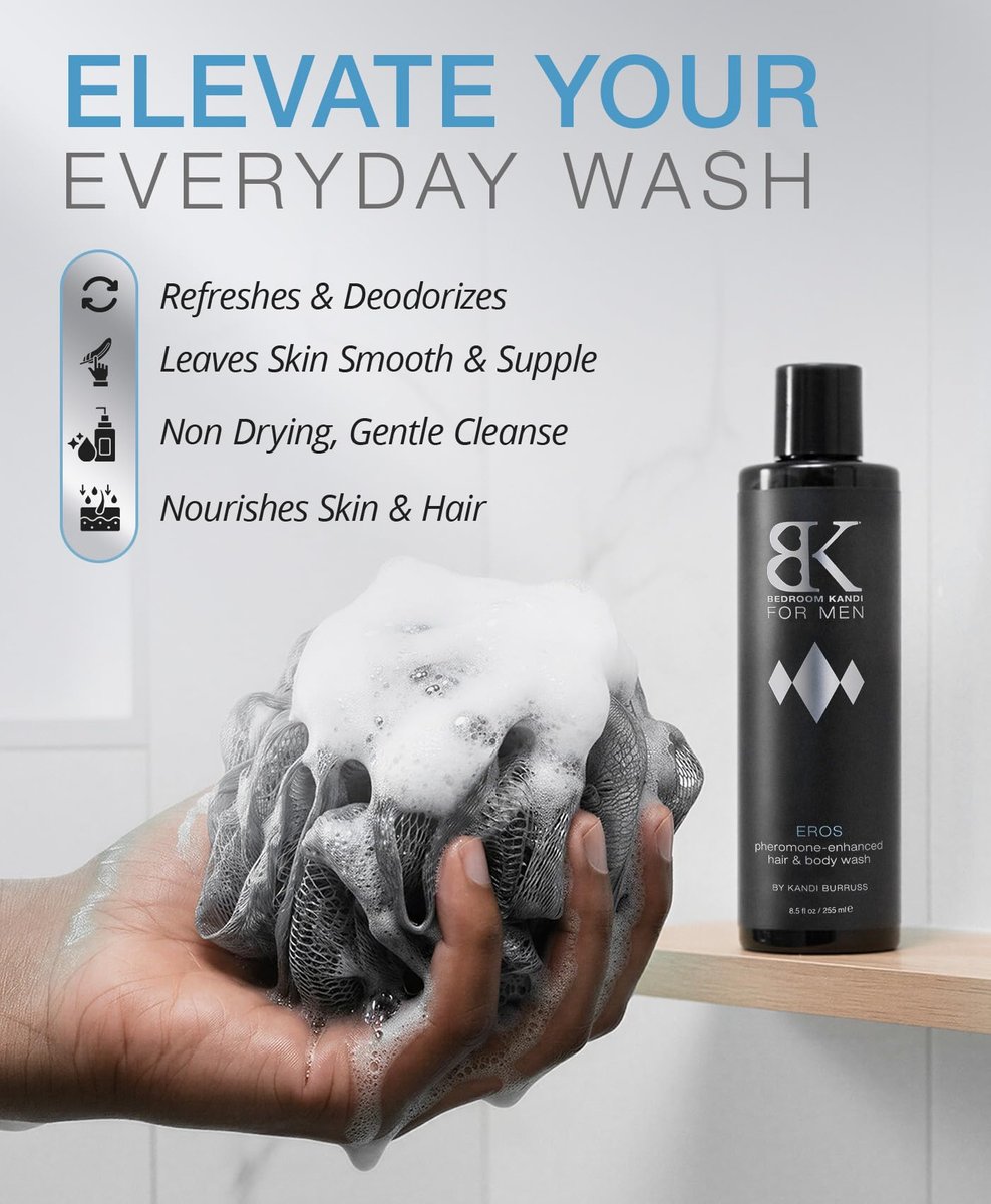Bedroom Kandi for Men Body Wash 8.5 Fl Oz – Pheromone Infused Moisturizing & Deodorizing Formula with Aloe, Shea Butter & Essential Oils for Smooth Skin & All Day Freshness Avelisse